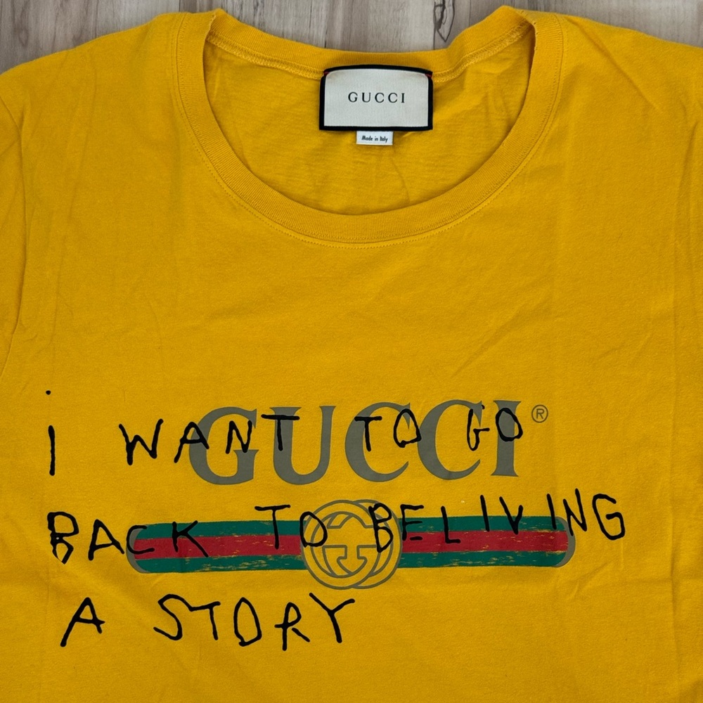 Gucci Coco Capitán Yellow Vintage Logo Tee | 2017 Alessandro Michele | Size S - Picture 2 of 7